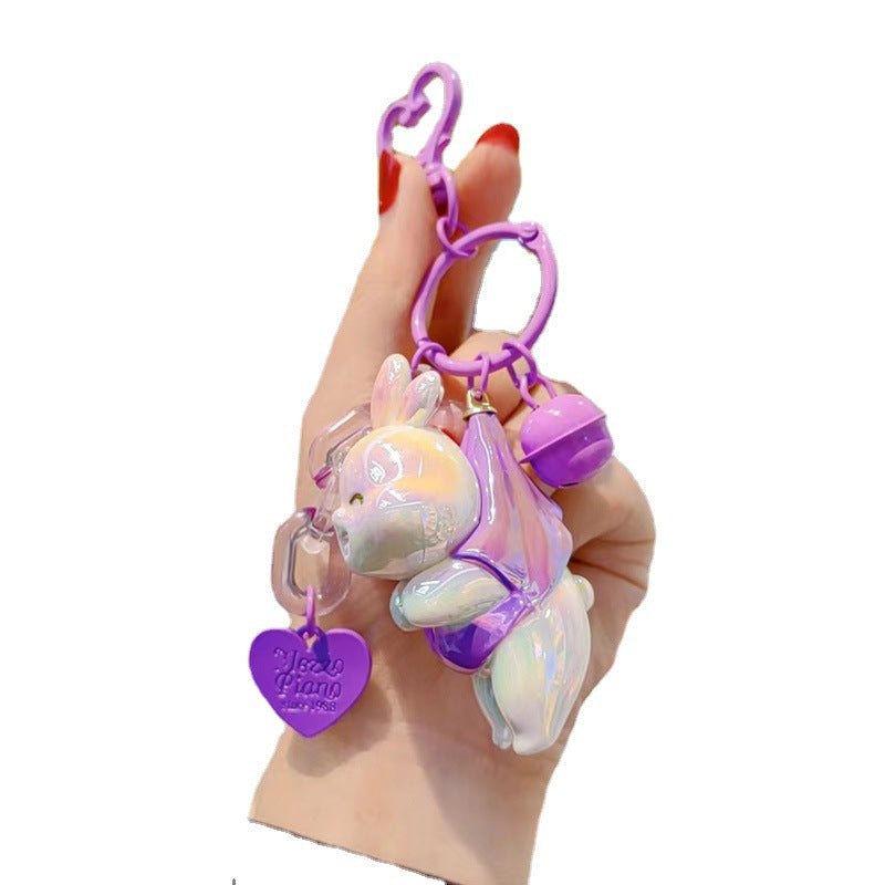 Wholesale Acrylic Electroplating Colorful Rabbit Keychain